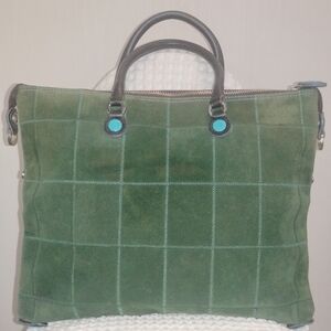 Vintage Gabs Italy Green Suede Patchwork Transformable Bag